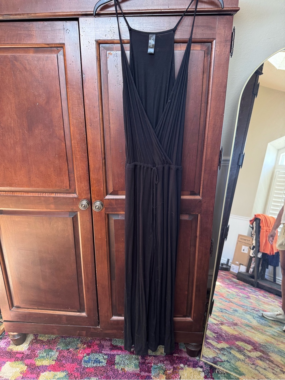 Savvi, LG, Black Sleeveless V-Neck Tank jumpsuit